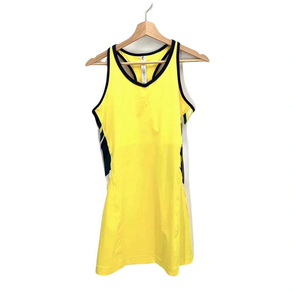 Fila UPF 50+ Yellow Racerback Tennis Dress w/ Matching Undershorts Size Medium - Picture 2 of 13